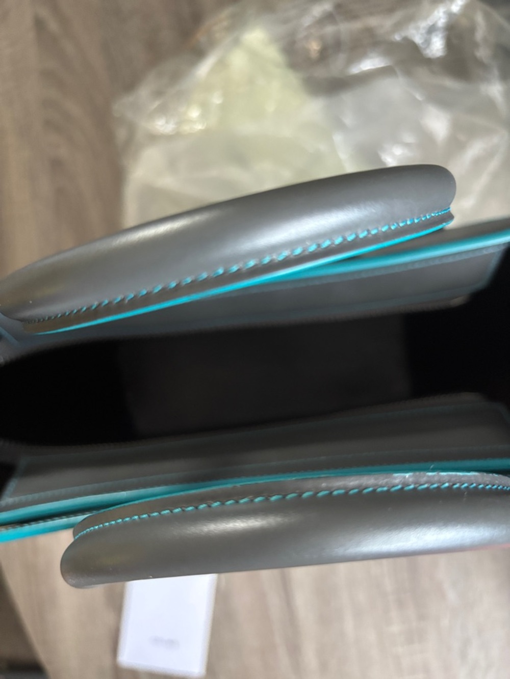 Celine Nano Luggage Gray Tote with Teal Trim - Picture 6 of 6